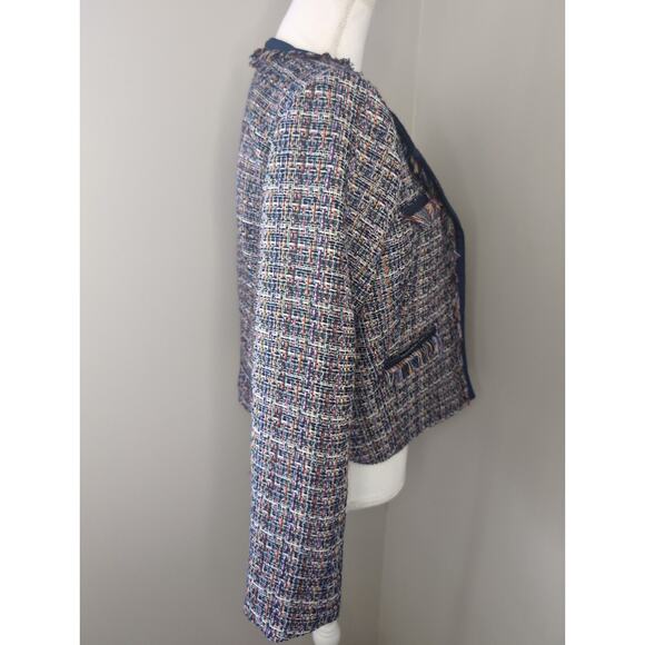 1901 chic tweed fringe rainbow pocket blazer jacket - Picture 4 of 9